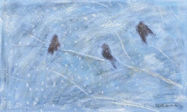 雪の中の鳥