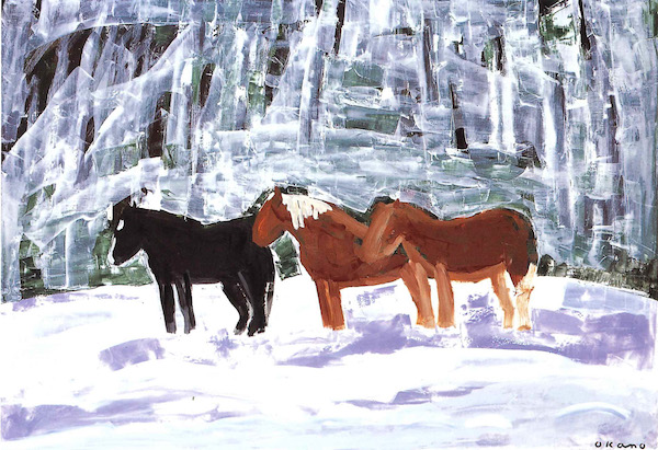 雪の中の馬