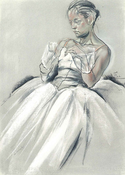 広田稔 白日会常任委員 タイトル「横たわる裸婦」 パステル画 - 絵画