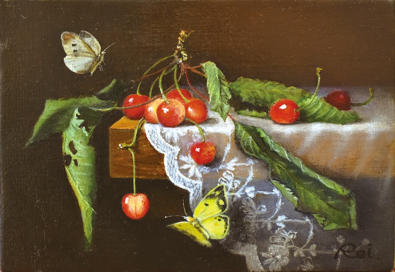 さくらんぼと蝶